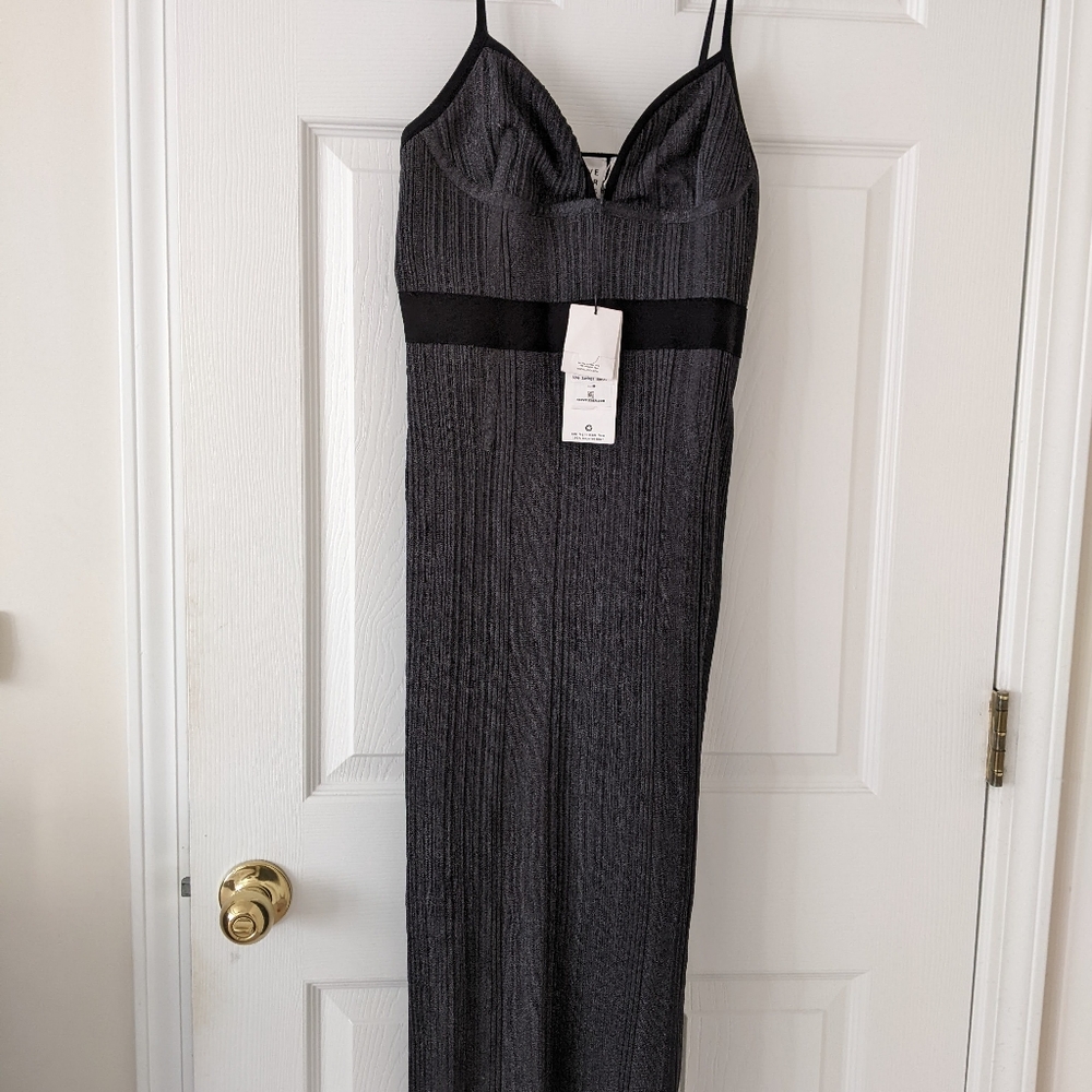 Herve Leger black midi dress medium